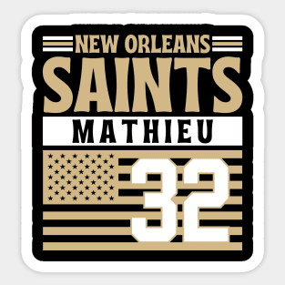 New Orleans Saints Mathieu 32 American Flag Football Sticker